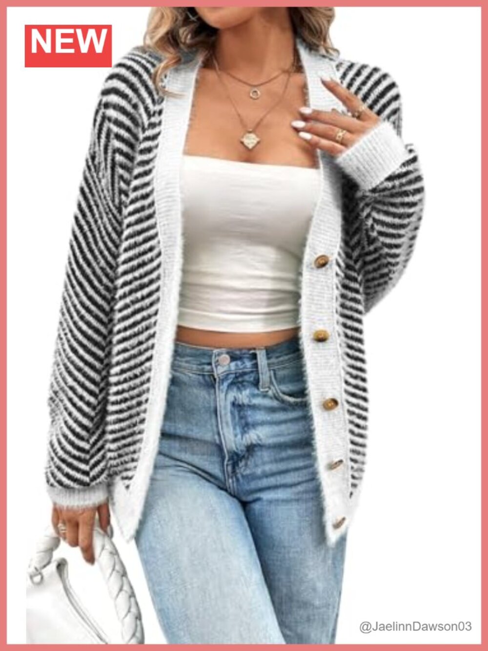 Fuzzy Button Down Cardigan Long Sleeve V Neck Sweater Outerwear